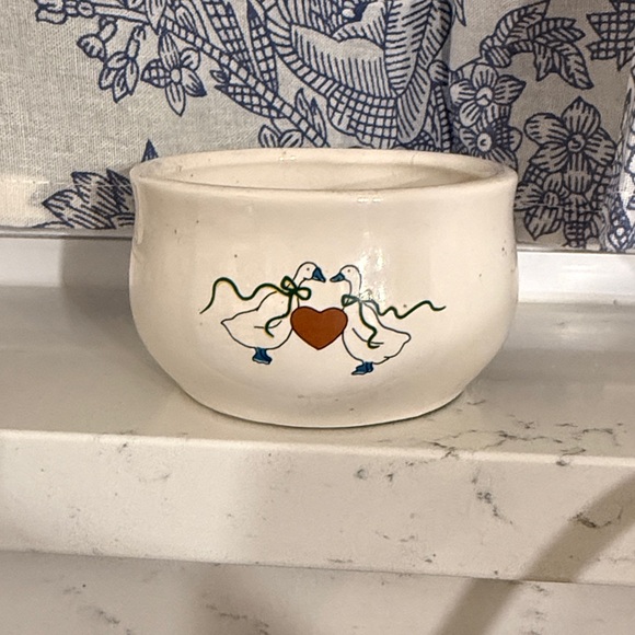 Other - Vintage White Ceramic Decorative Bowl with Duck Motif